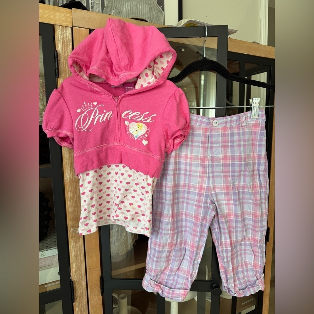 Vintage y2k disney princess cinderella hoodie top pants plaid layered toddler
